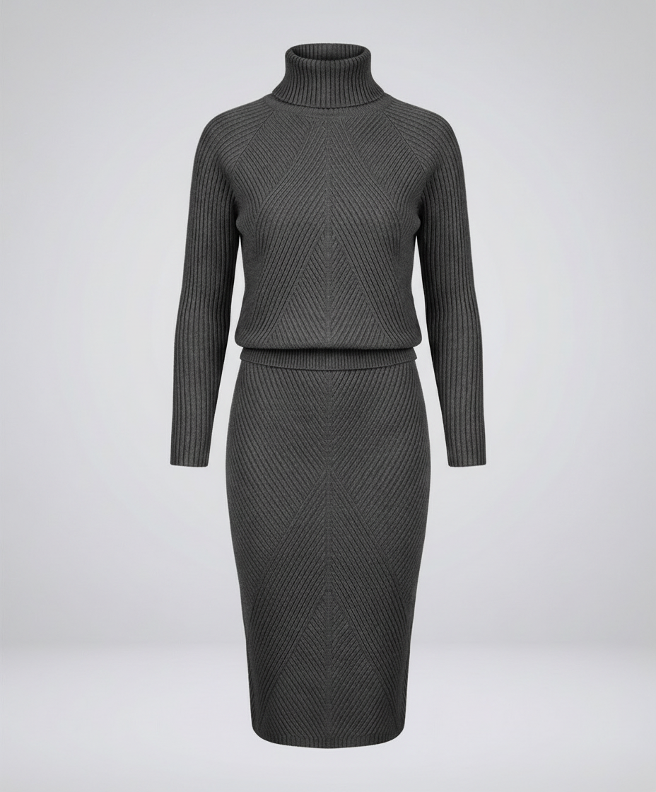 Knit Midi Dress with Turtleneck