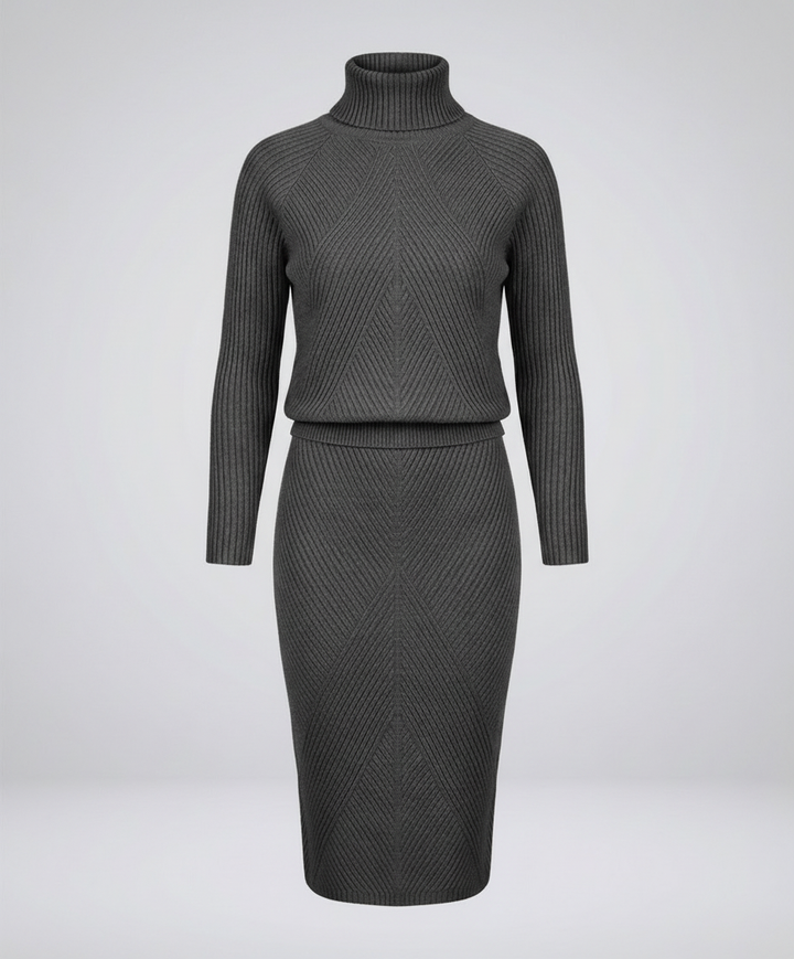 Knit Midi Dress with Turtleneck