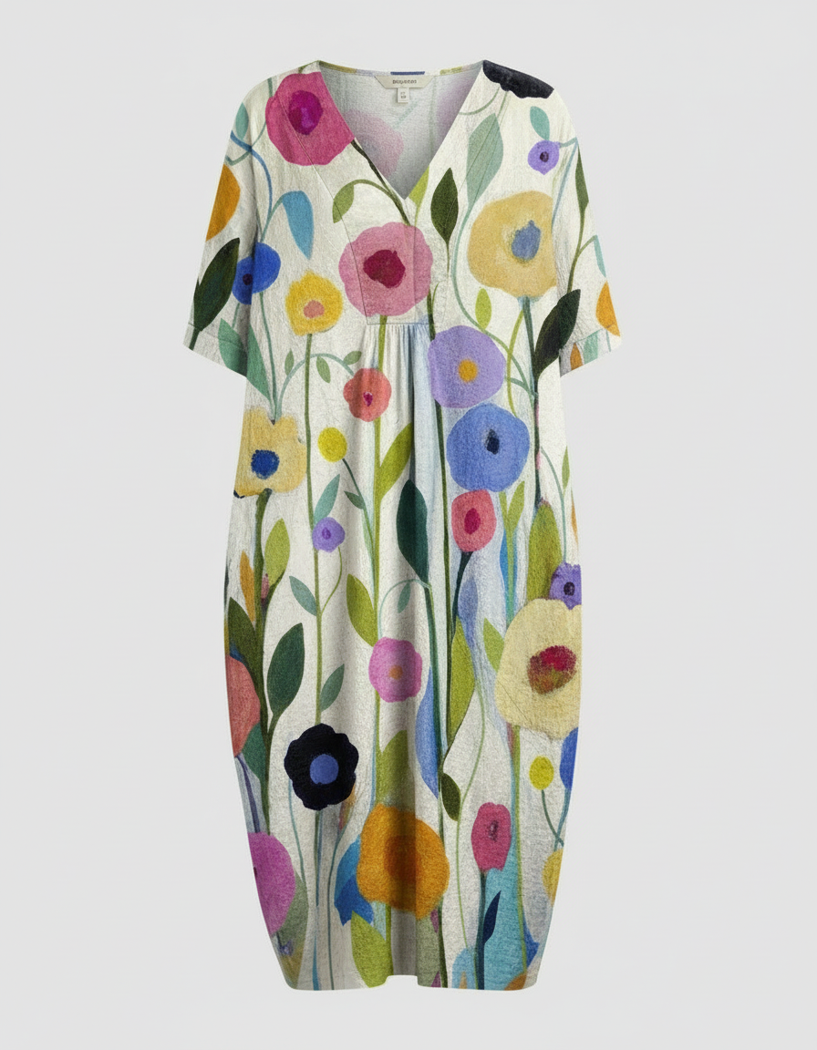 Floral V-Neck Midi Dress
