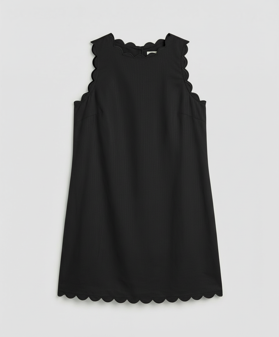 Sleeveless Scalloped Mini Dress
