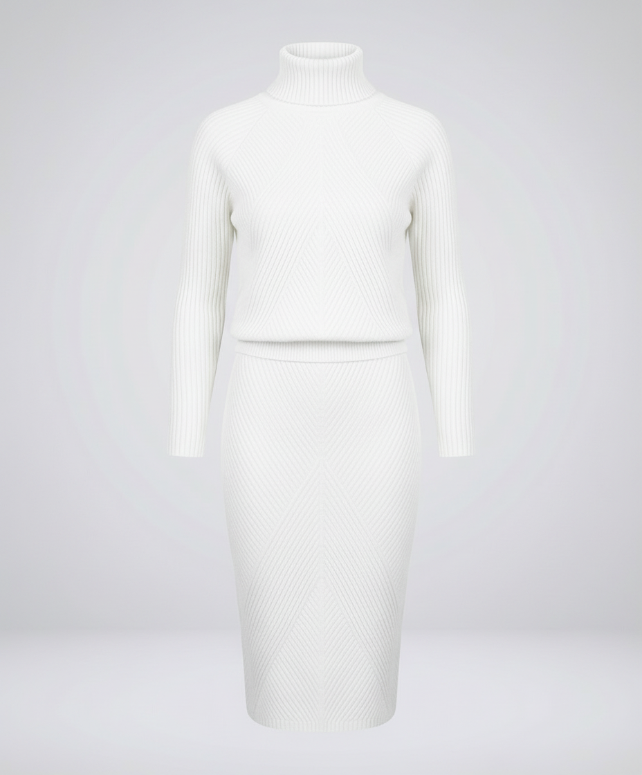 Knit Midi Dress with Turtleneck