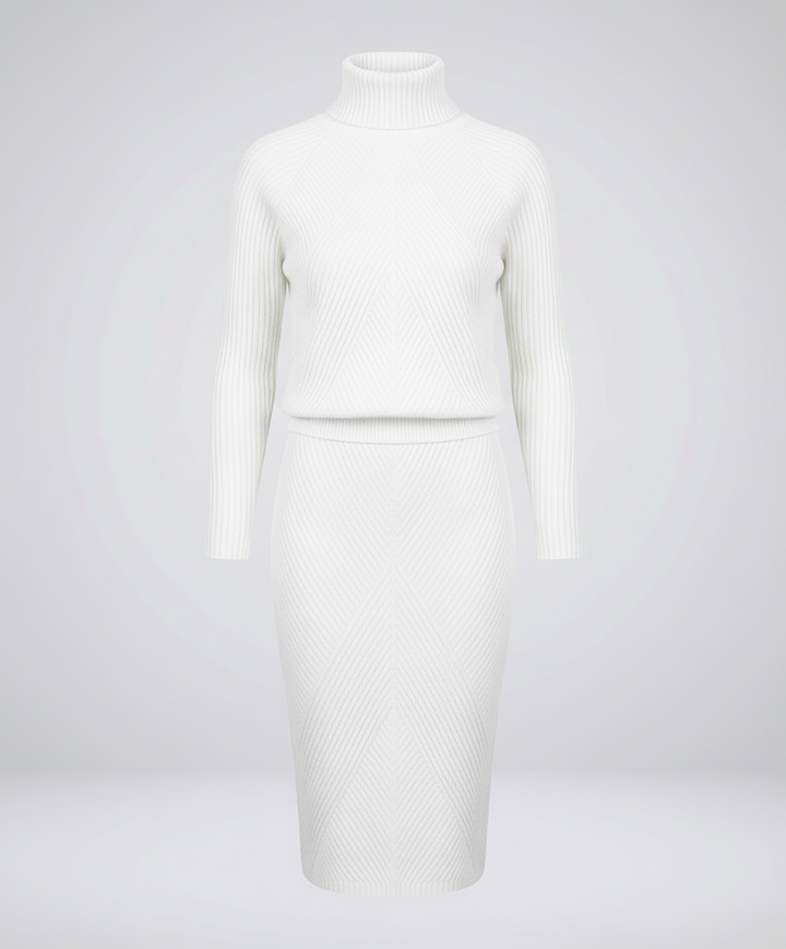 Knit Midi Dress with Turtleneck