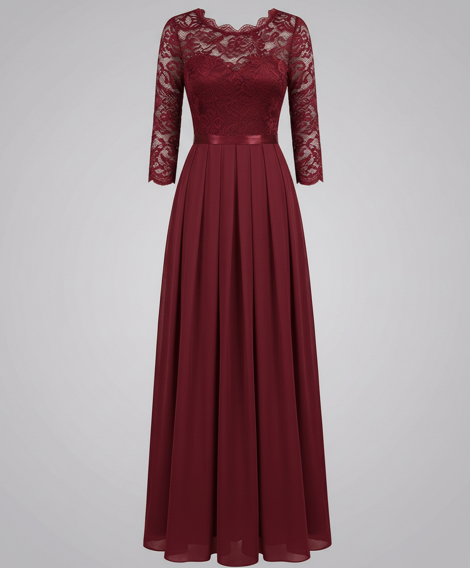 Elegant Lace Bodice Maxi Dress