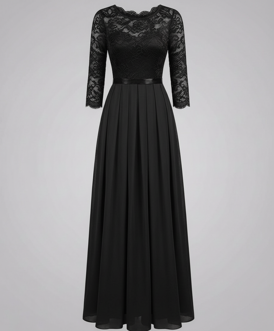 Elegant Lace Bodice Maxi Dress