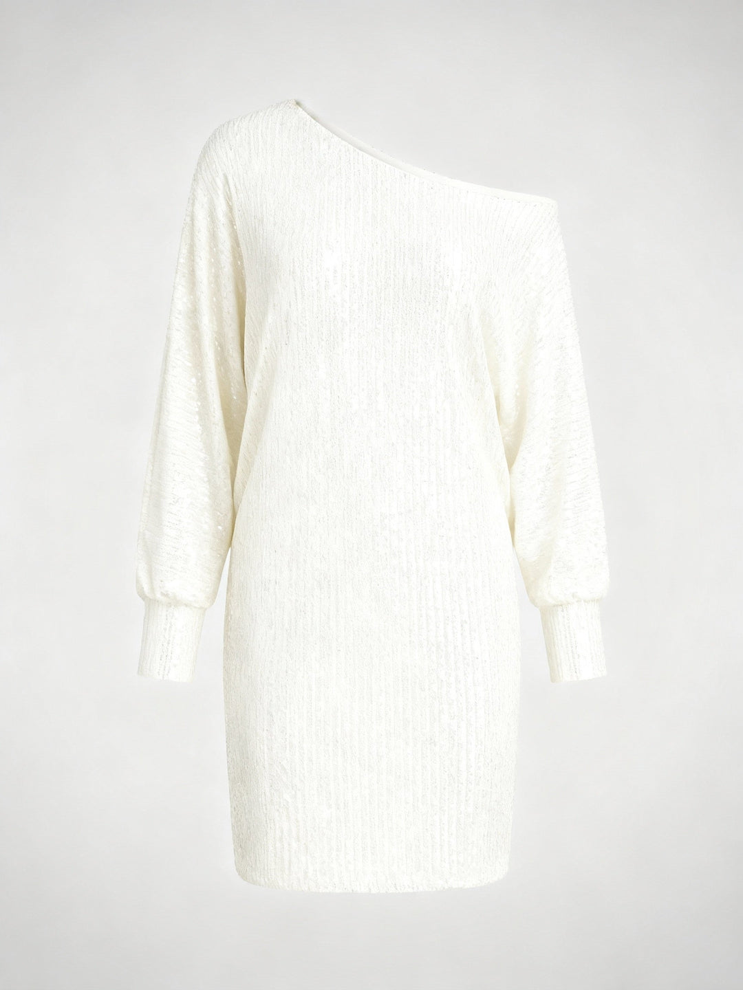 Off-Shoulder Sequin Mini Dress With Long Sleeves