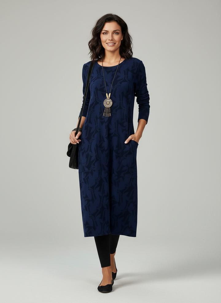 Printed winter knit dress