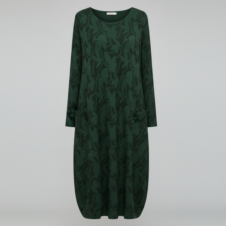 Textured Leaf Pattern Midi Dress
