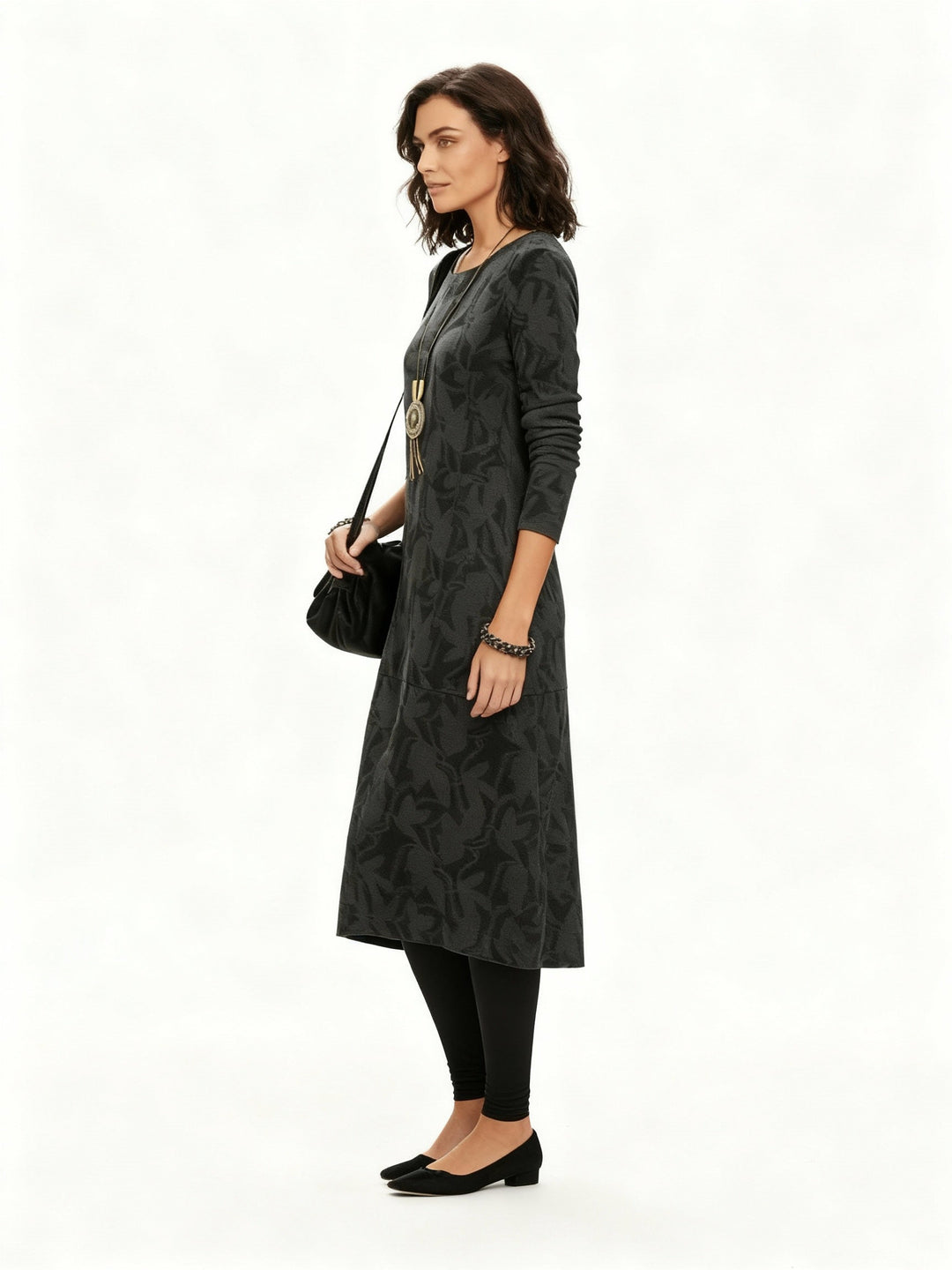 Printed winter knit dress