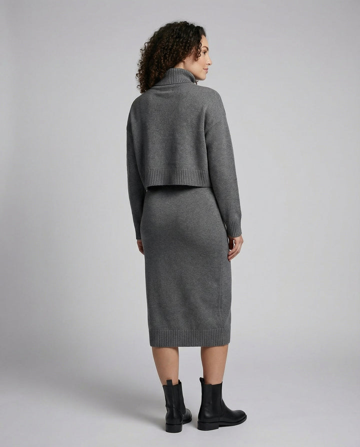 Knit Midi Dress With Cropped Turtleneck Sweater