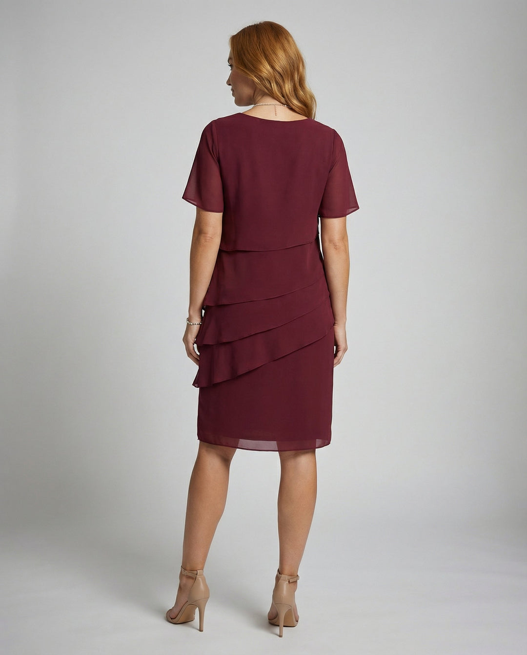 Layered Ruffle Sheer Sleeve Dress