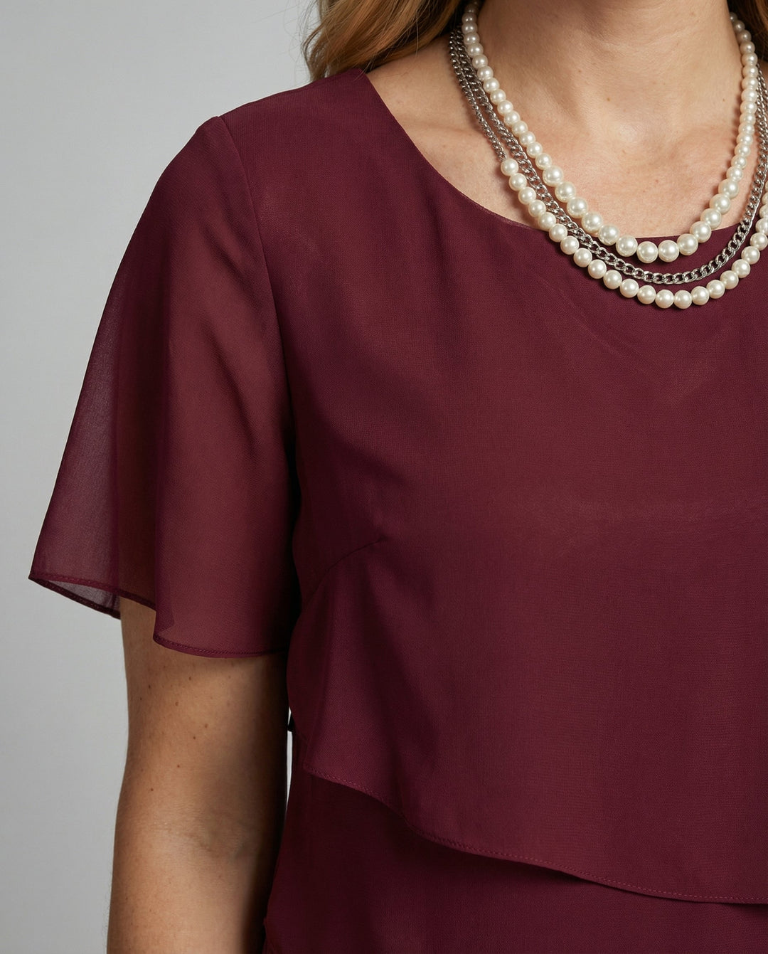 Layered Ruffle Sheer Sleeve Dress
