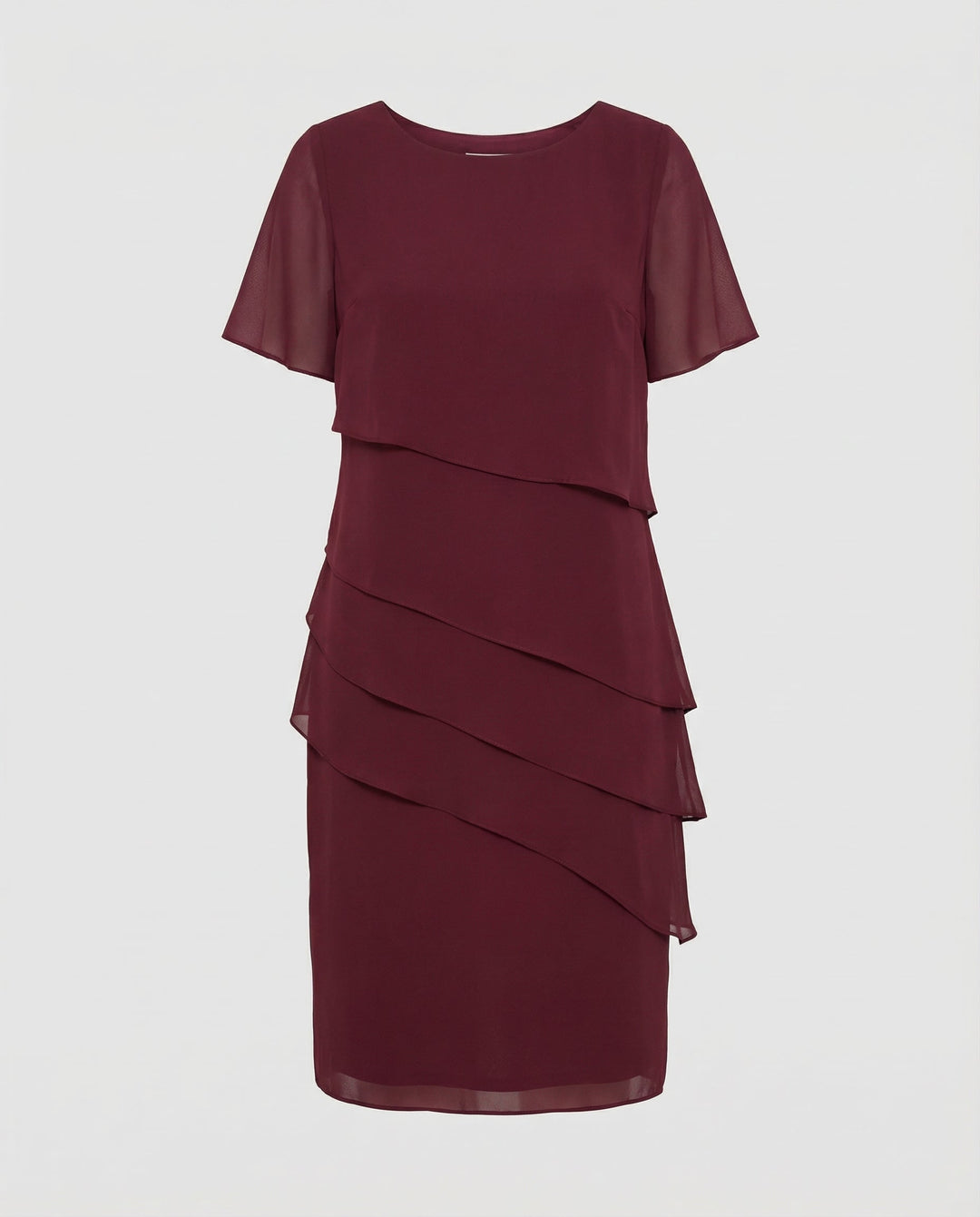 Layered Ruffle Sheer Sleeve Dress
