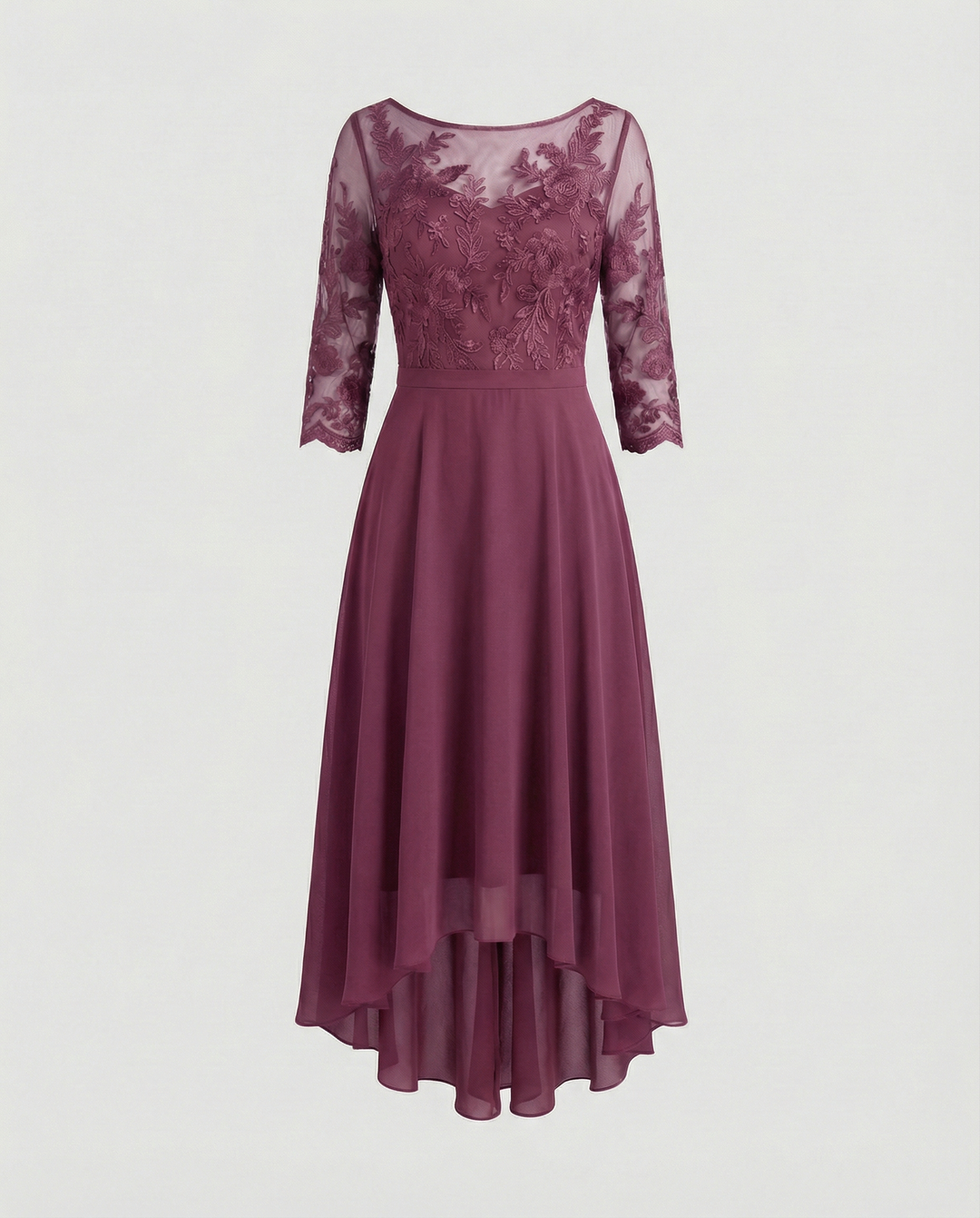 Maxi Lace Bodice Dress with Illusion Neckline