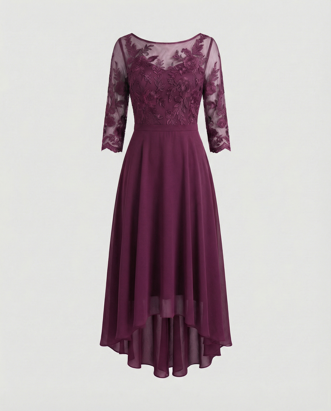 Maxi Lace Bodice Dress with Illusion Neckline