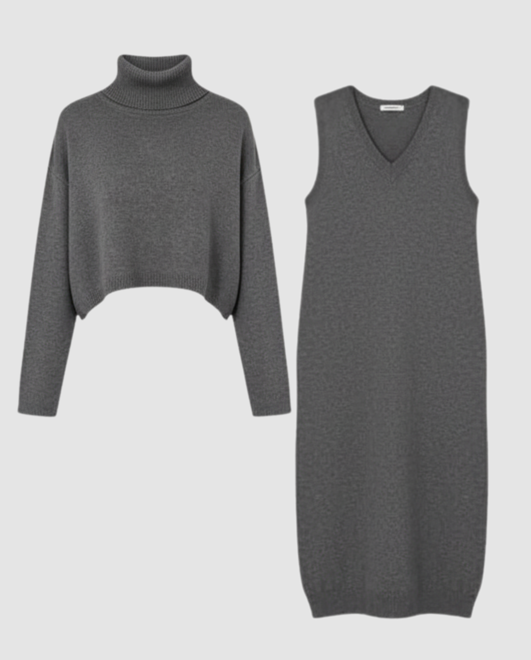 Knit Midi Dress With Cropped Turtleneck Sweater