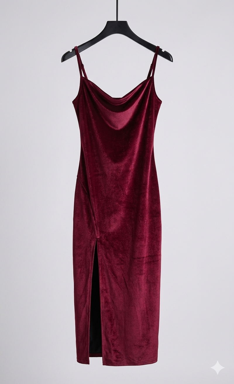 Satin-Look Maxi Dress With Cowl Neck And Slit