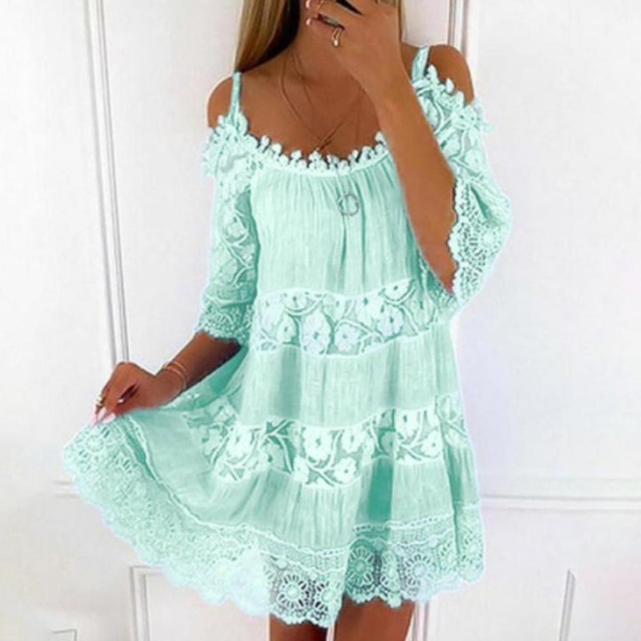 Off-Shoulder Lace Mini Dress