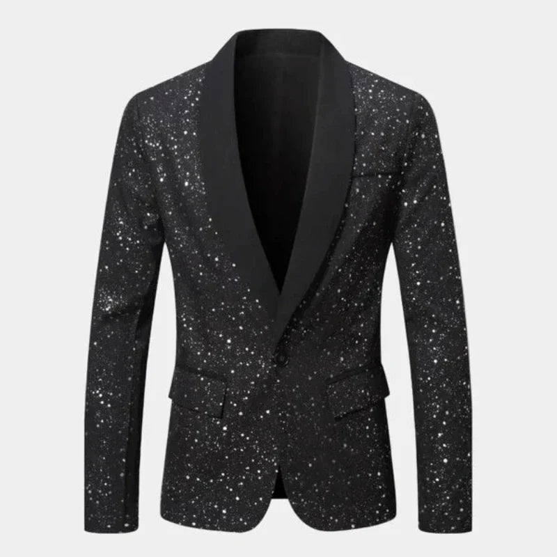 Blazer mit Schalkragen und Glitzerfinish | Eleganz