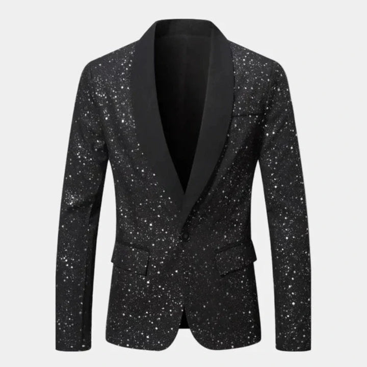 Blazer mit Schalkragen und Glitzerfinish | Eleganz