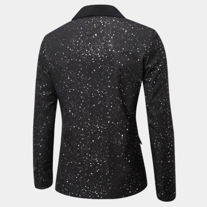 Blazer mit Schalkragen und Glitzerfinish | Eleganz