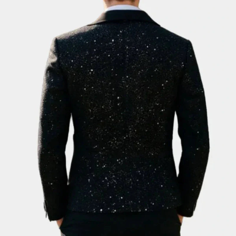 Blazer mit Schalkragen und Glitzerfinish | Eleganz