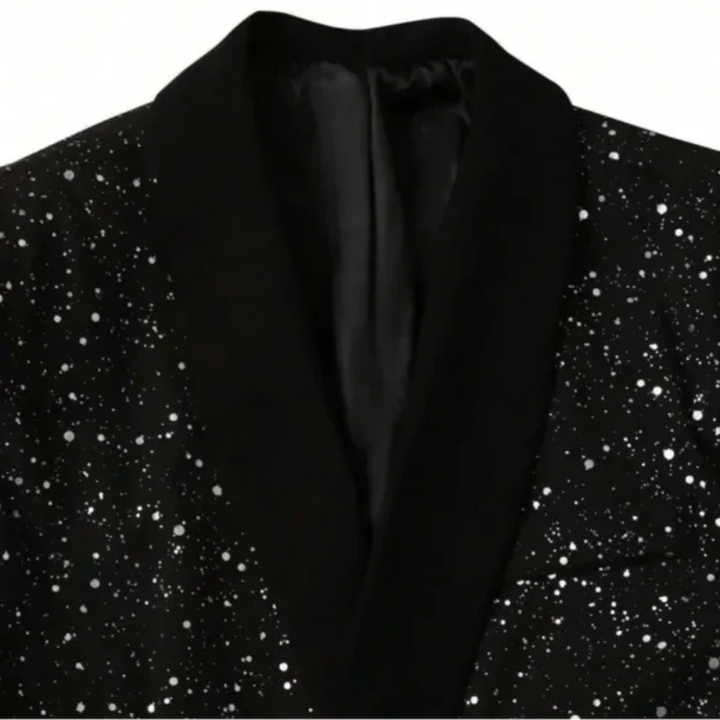 Blazer mit Schalkragen und Glitzerfinish | Eleganz