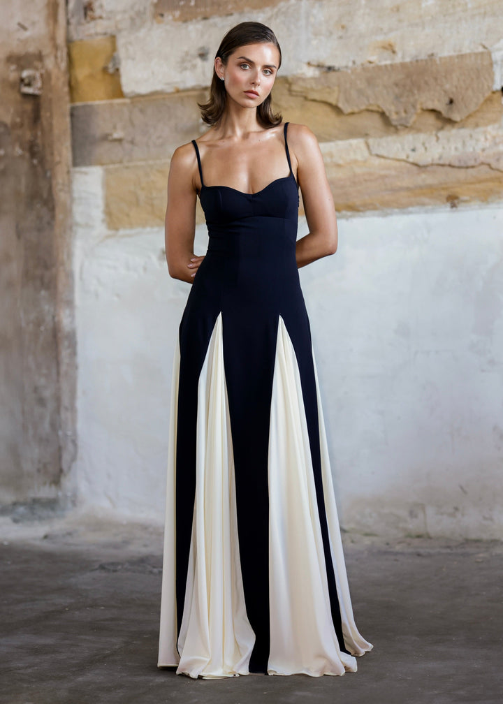 Spaghetti Strap Color Block Maxi Dress