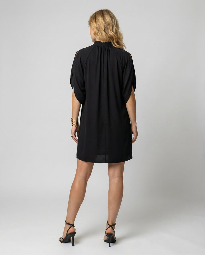 Black Batwing Sleeve Mini Dress