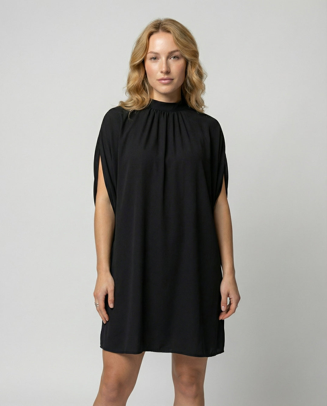 Black Batwing Sleeve Mini Dress