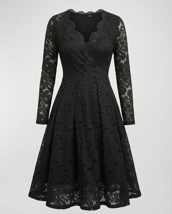 Long Sleeve Lace V-Neck Dress