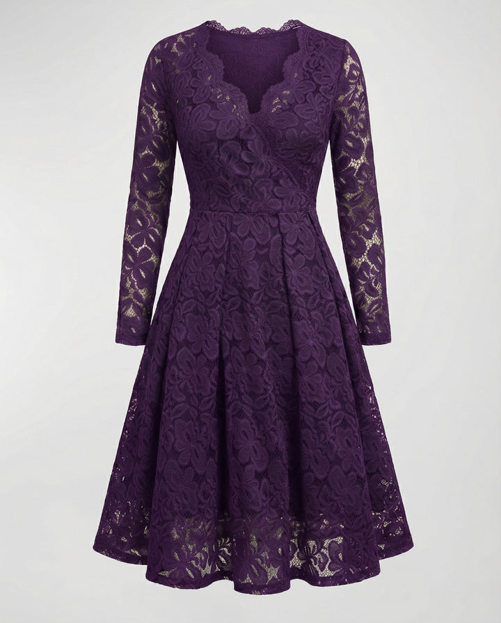 Long Sleeve Lace V-Neck Dress