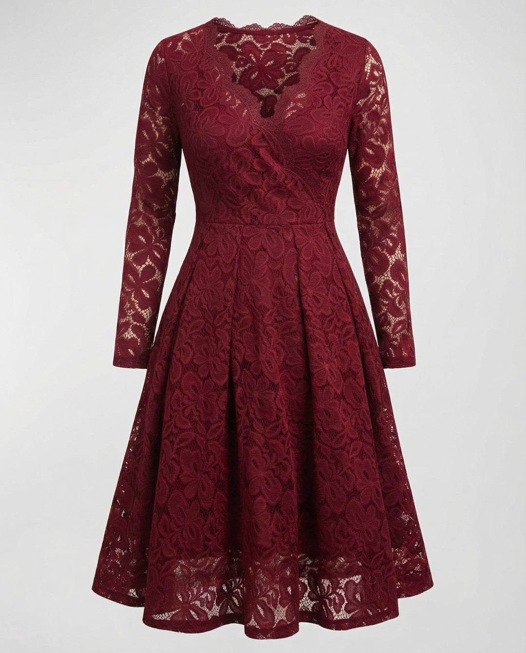 Long Sleeve Lace V-Neck Dress