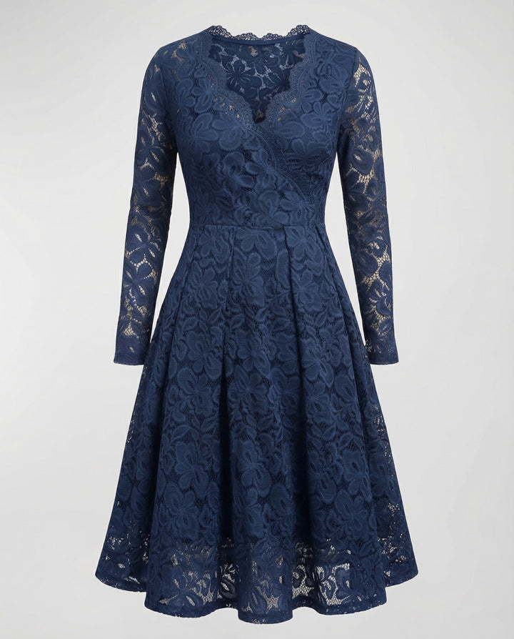 Long Sleeve Lace V-Neck Dress