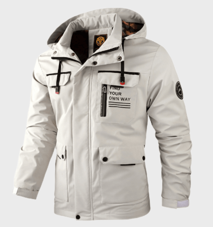 Chaqueta con capucha y cremallera para hombre con detalles gráficos