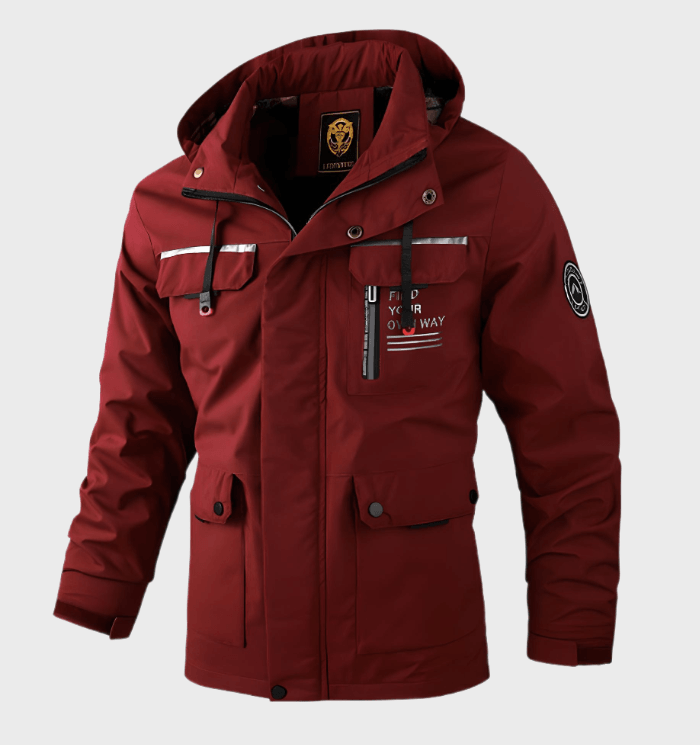 Chaqueta con capucha y cremallera para hombre con detalles gráficos