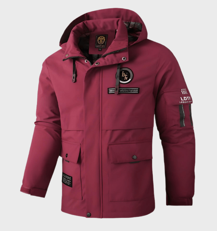 Chaqueta con capucha y cremallera para hombre con detalles gráficos