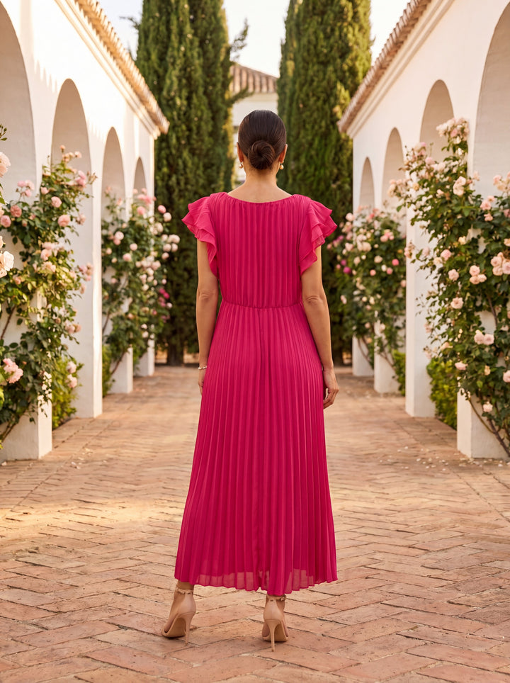 Seraphina | Elegant Pleated Maxi Dress with Tied Waist
