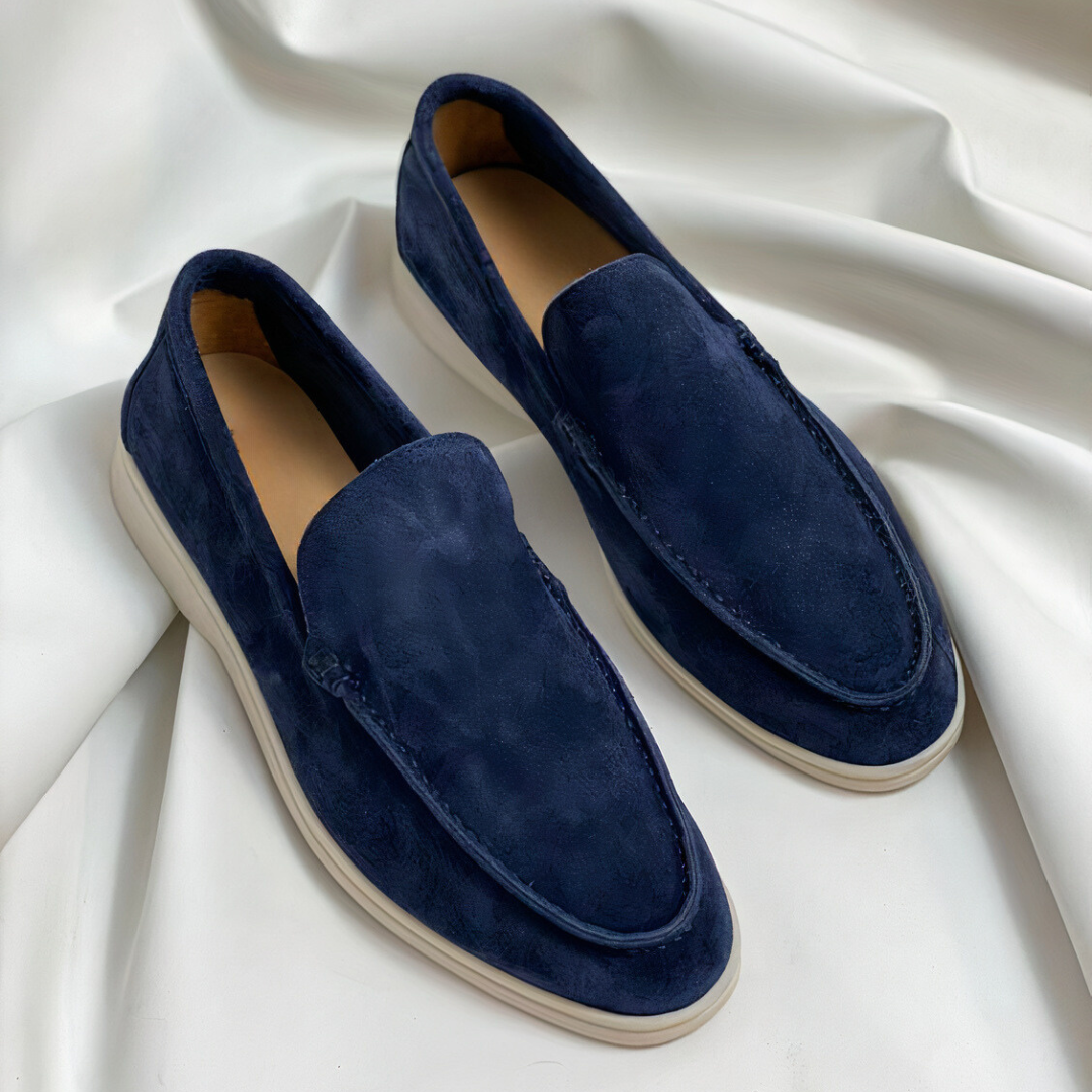Loafer uomo slip-on con suola bianca