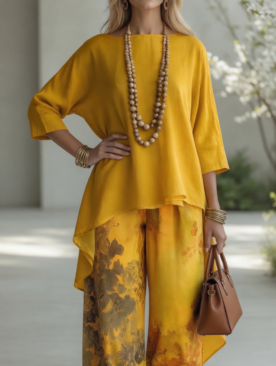 Luna | Ensemble tunique et pantalon large à motif floral