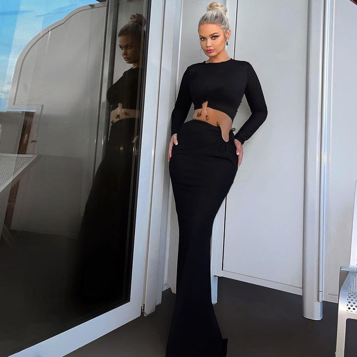 Long Sleeve Cut-Out Maxi Dress
