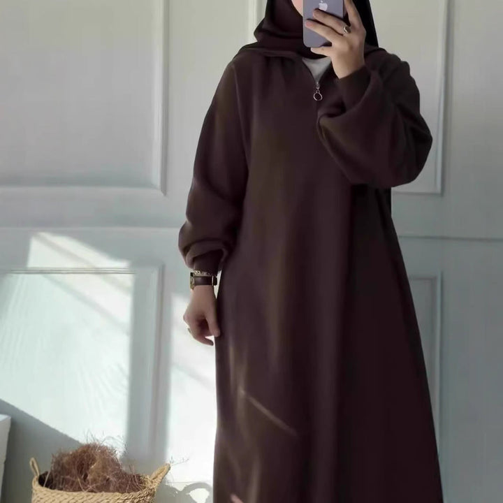 Hooded Midi Dress with Zip