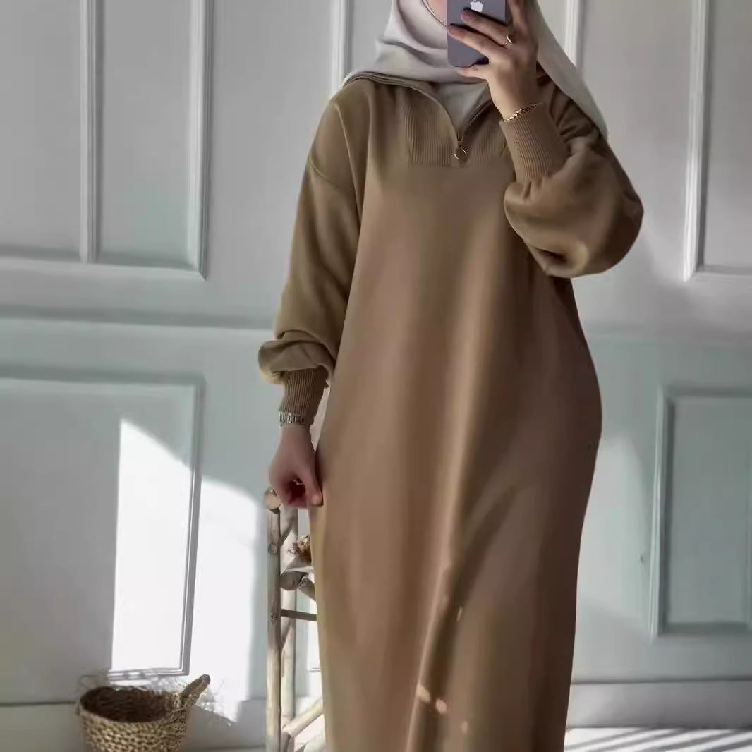 Hooded Midi Dress with Zip
