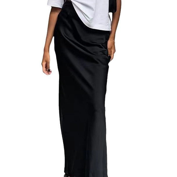 Satin-Look Maxi Dress with Asymmetrical Cut