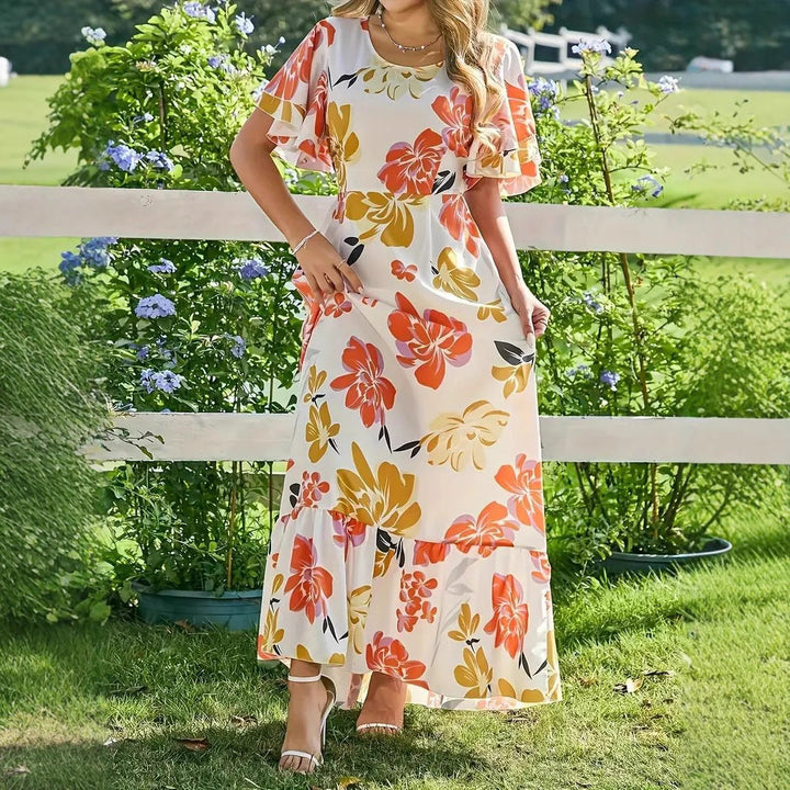 Floral Maxi Dress with Short Sleeves