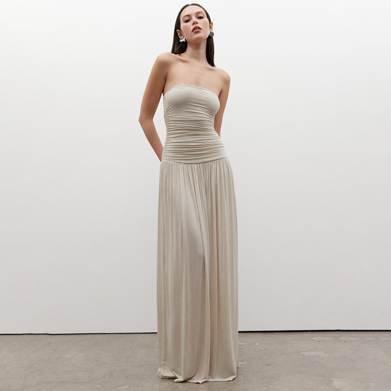 Strapless Maxi Dress with Ruched Bodice