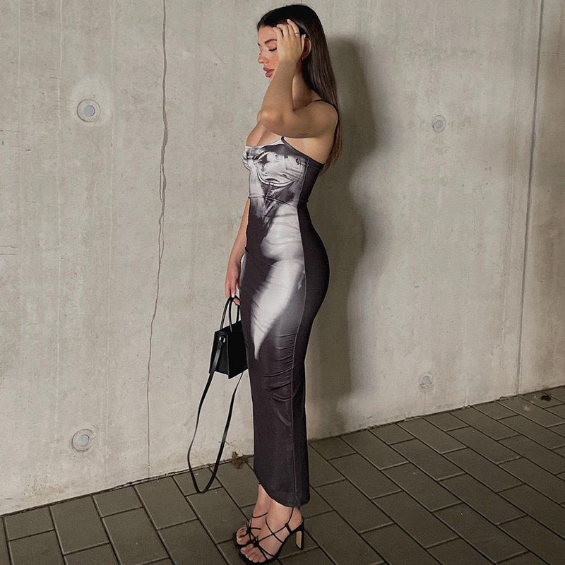 Midikleid in Satin-Optik mit schmalen Trägern