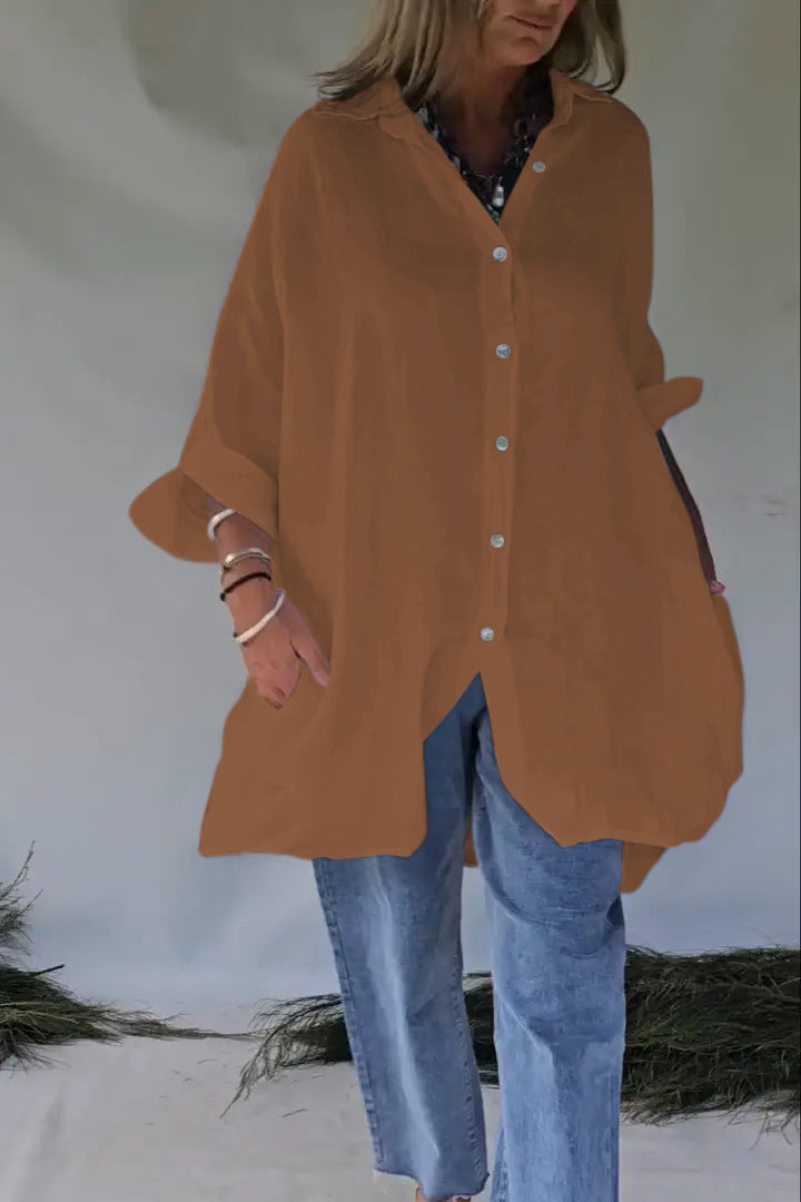 Long Sleeve Button-Down Blouse Dress