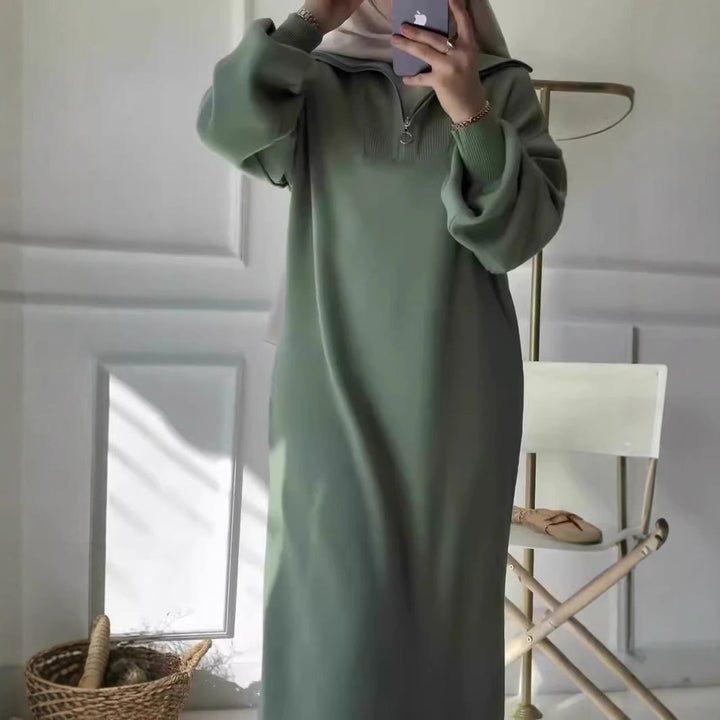 Hooded Midi Dress with Zip