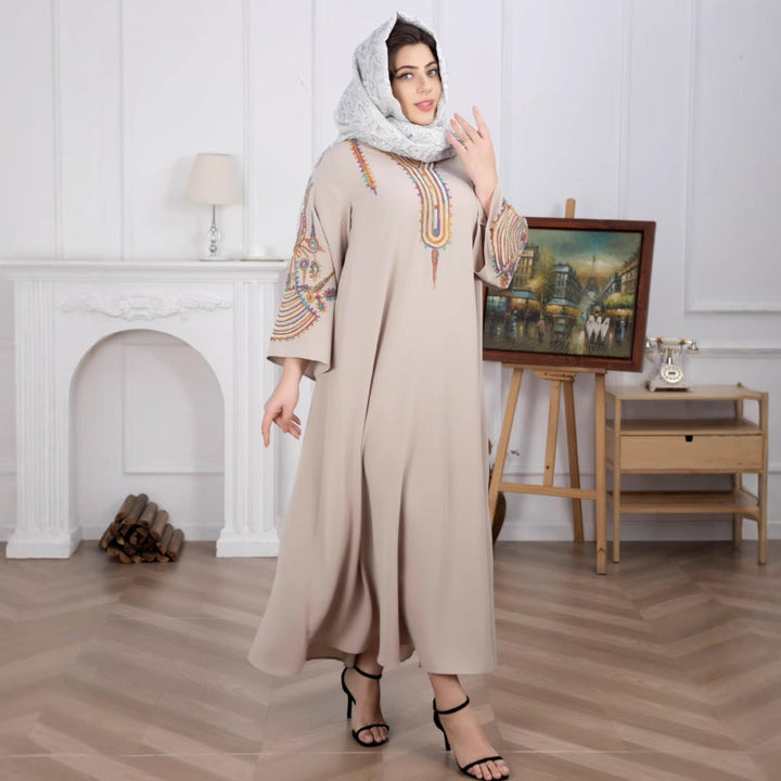Embroidered Long Sleeve Maxi Dress