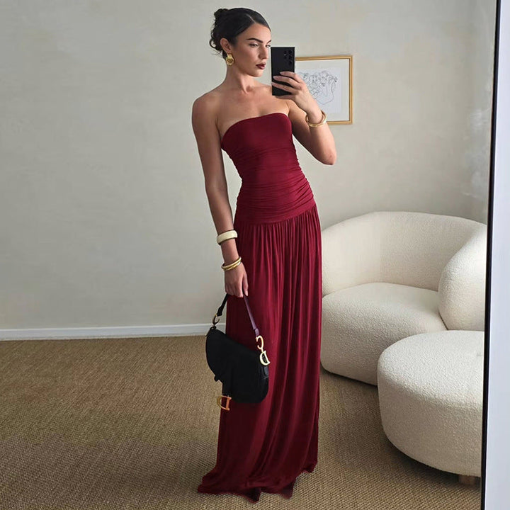 Strapless Maxi Dress with Ruched Bodice